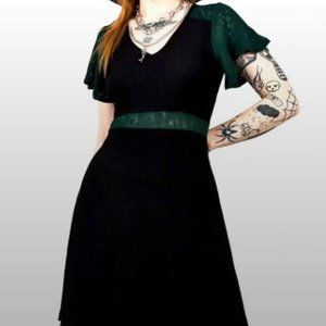 Disturbia Forest Green and Black Knee-Length Dress Size 8